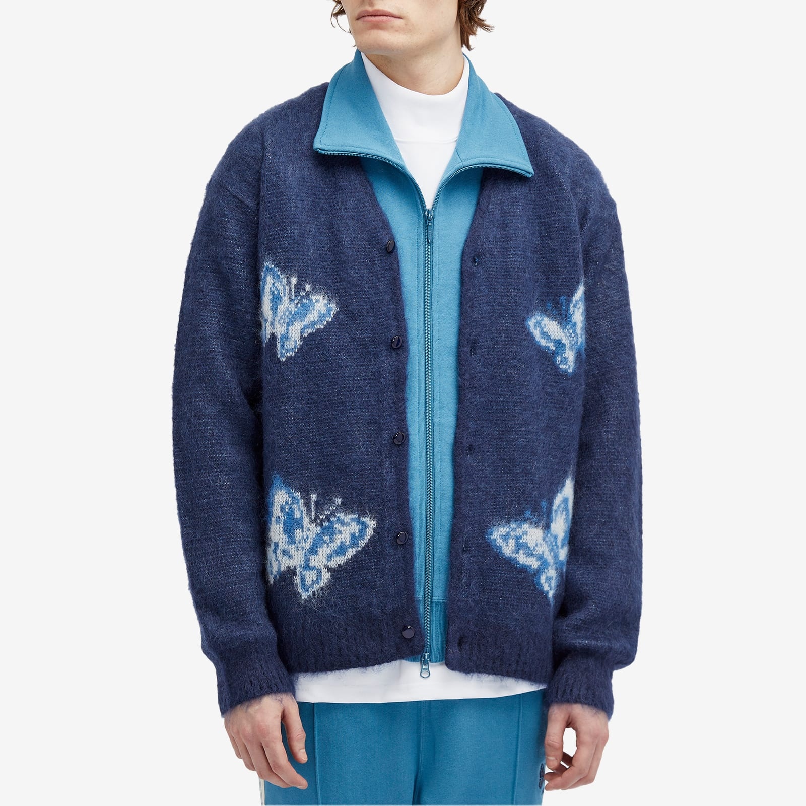 END. x Needles 'Indigo Wash' Mohair Cardigan - 2