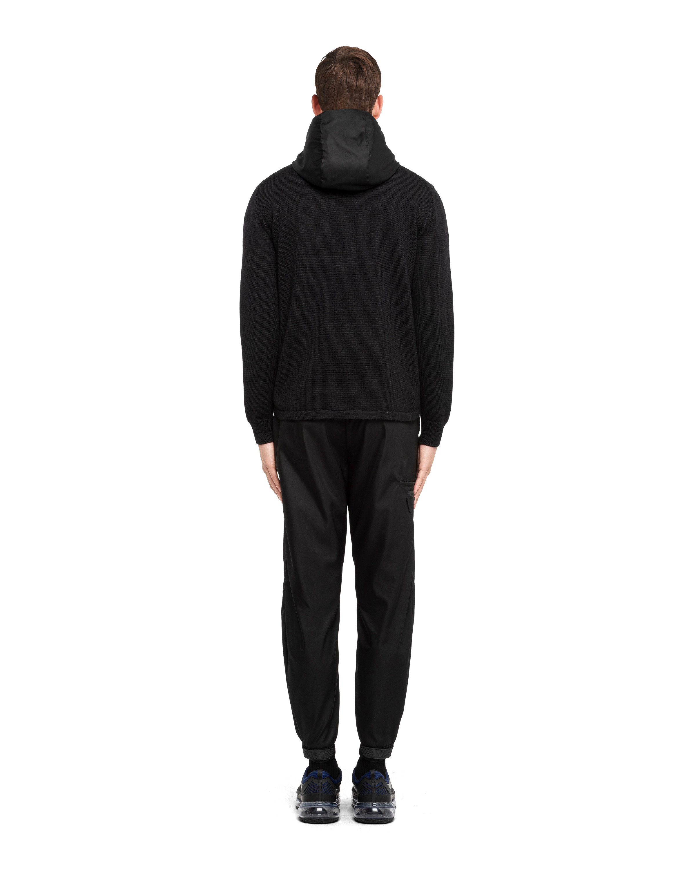 Wool and Re-Nylon gabardine hoodie - 4