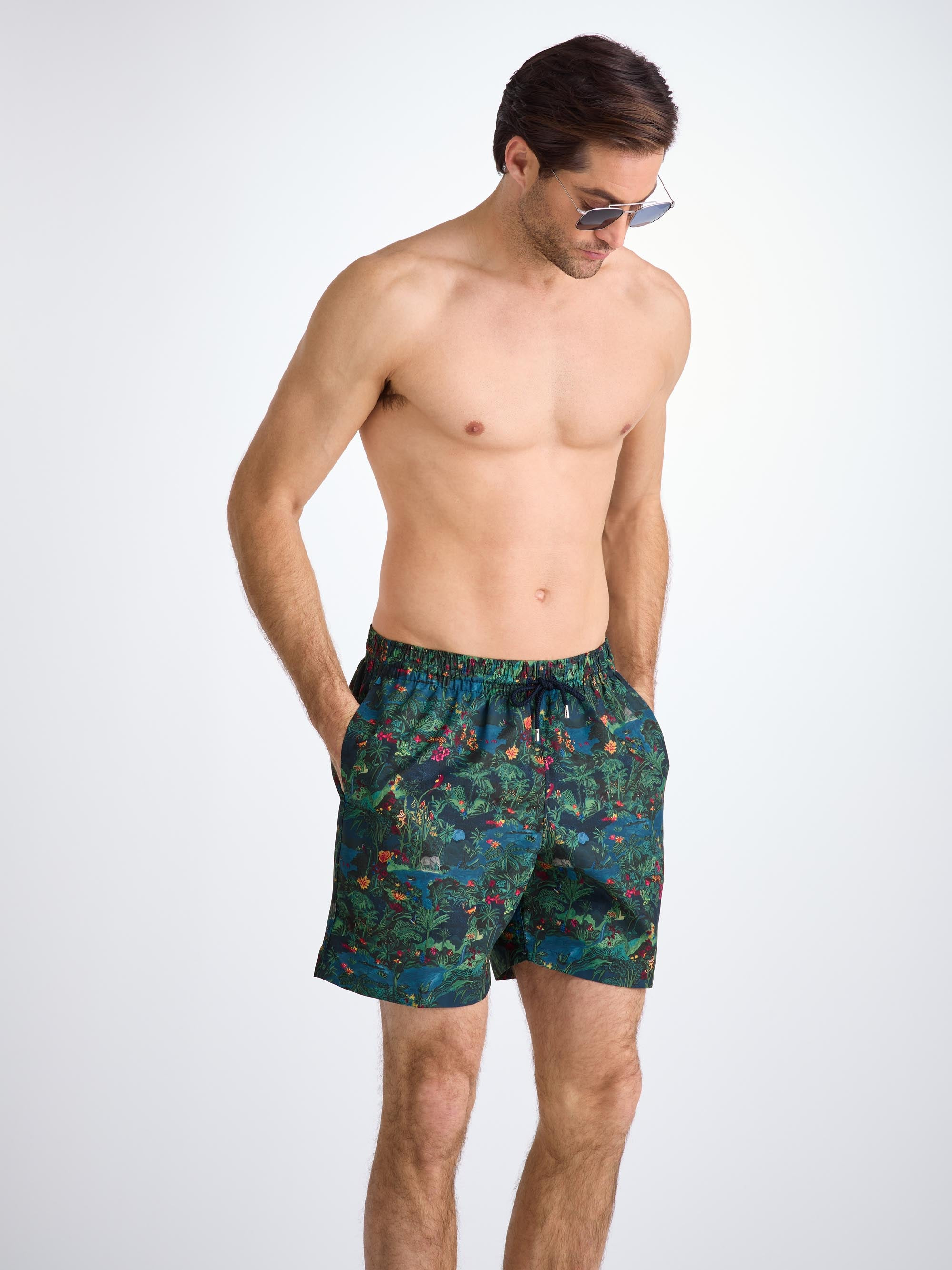 Men's Swim Shorts Multi Midnight Jungle Print - 3