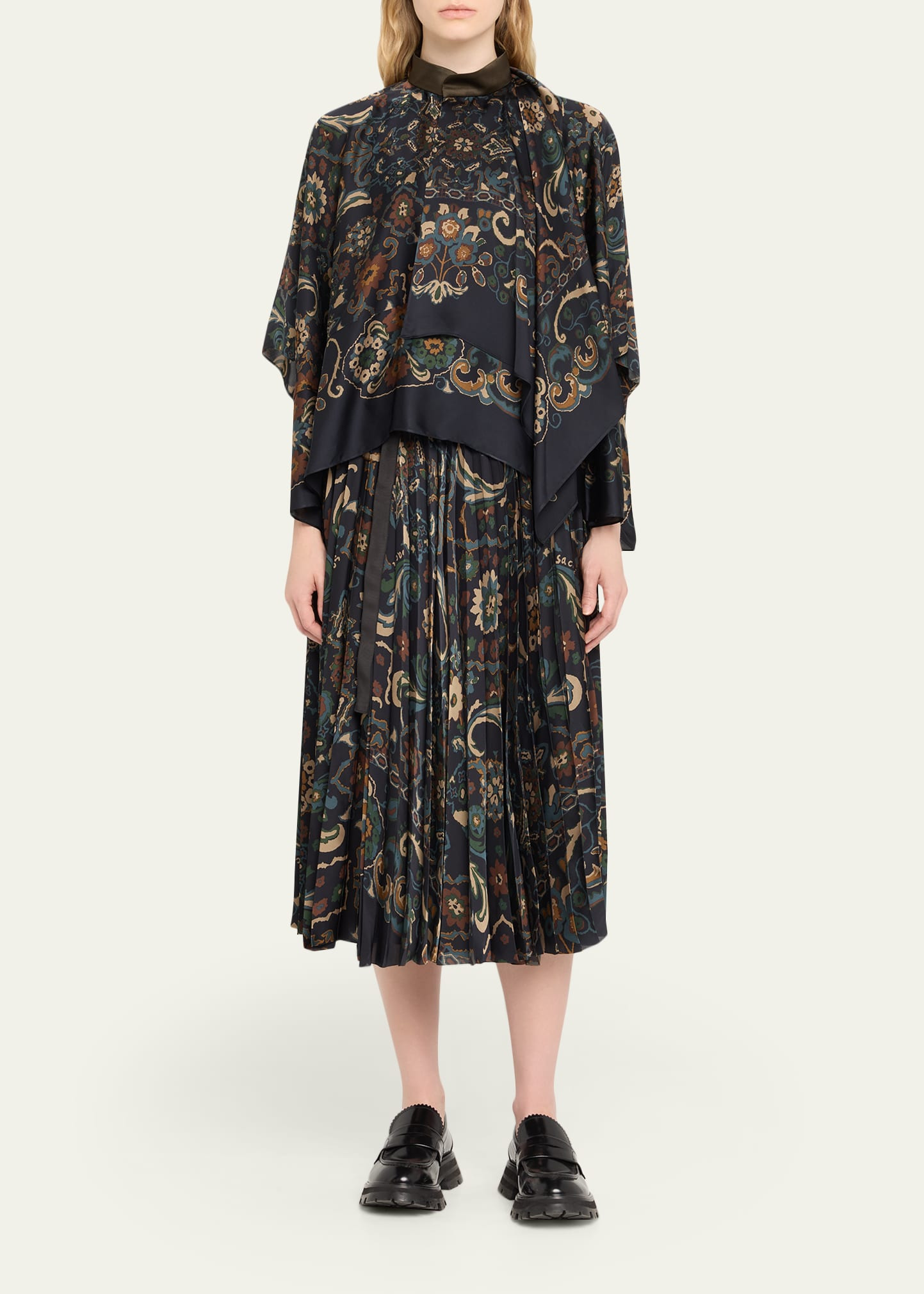 Floral Print Pleated Midi Skirt - 2