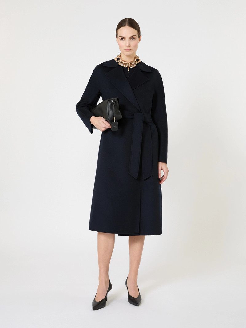 Max Mara CLES Long wool, cashmere and silk coat - NAVY outlook
