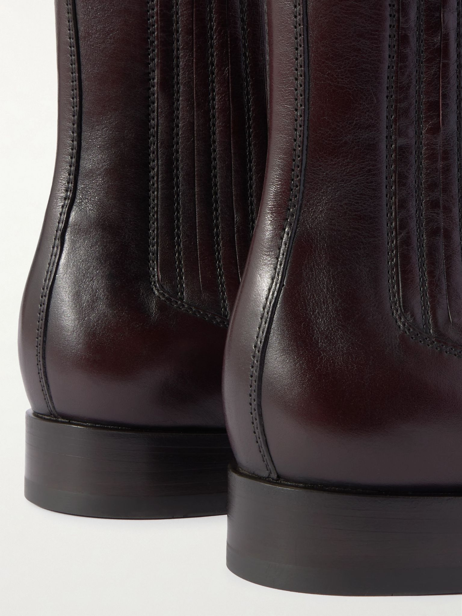 Leather Chelsea Boots Burgundy - 5