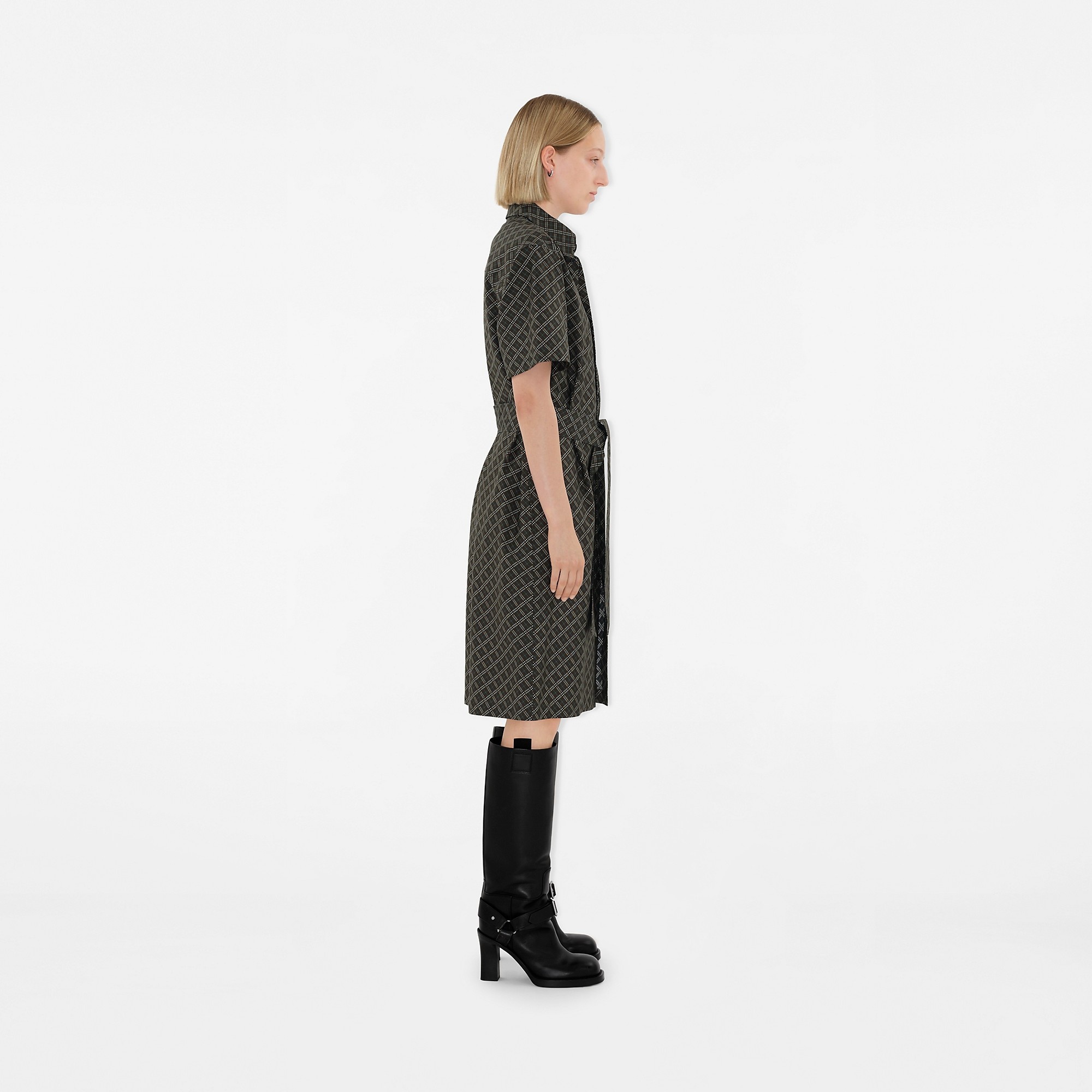 Check Cotton Shirt Dress - 3