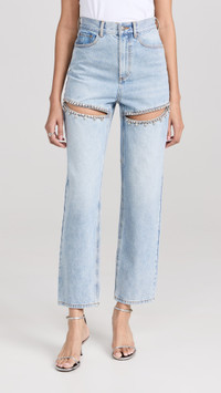 AREA Crystal Slit Jeans | shopbop | REVERSIBLE