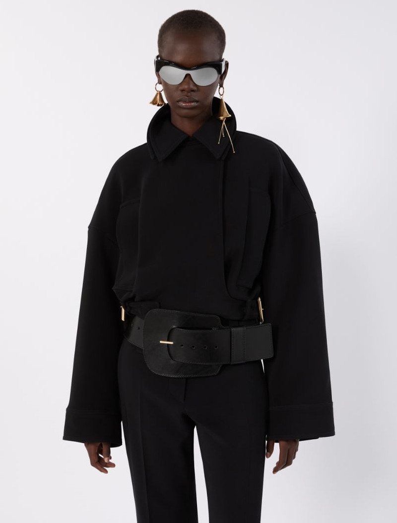 Viscose cady cropped jacket - black 5