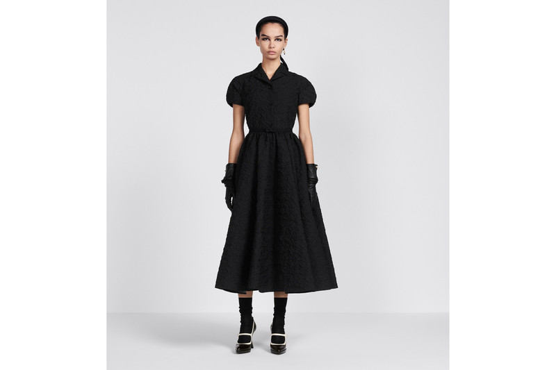 Flared Mid-Length Dress with Puff Sleeves 4