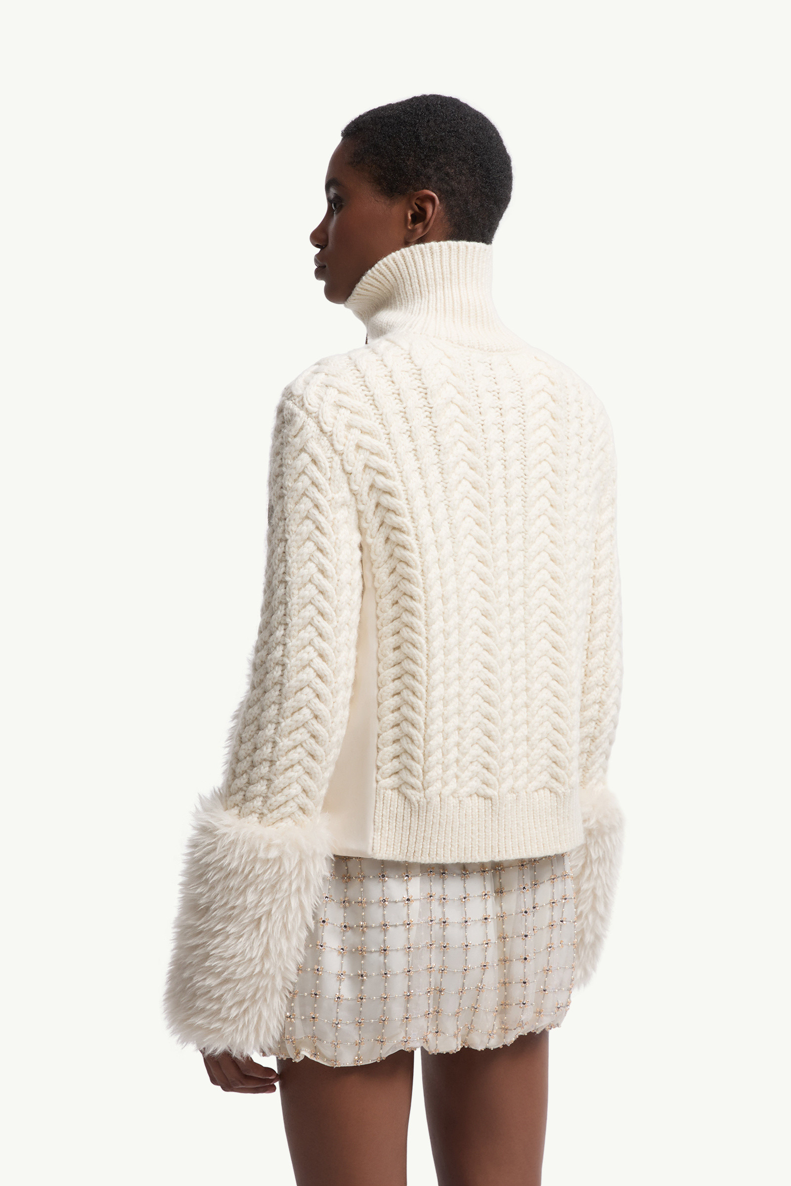 Wool Blend Zip-Up Cardigan - 5