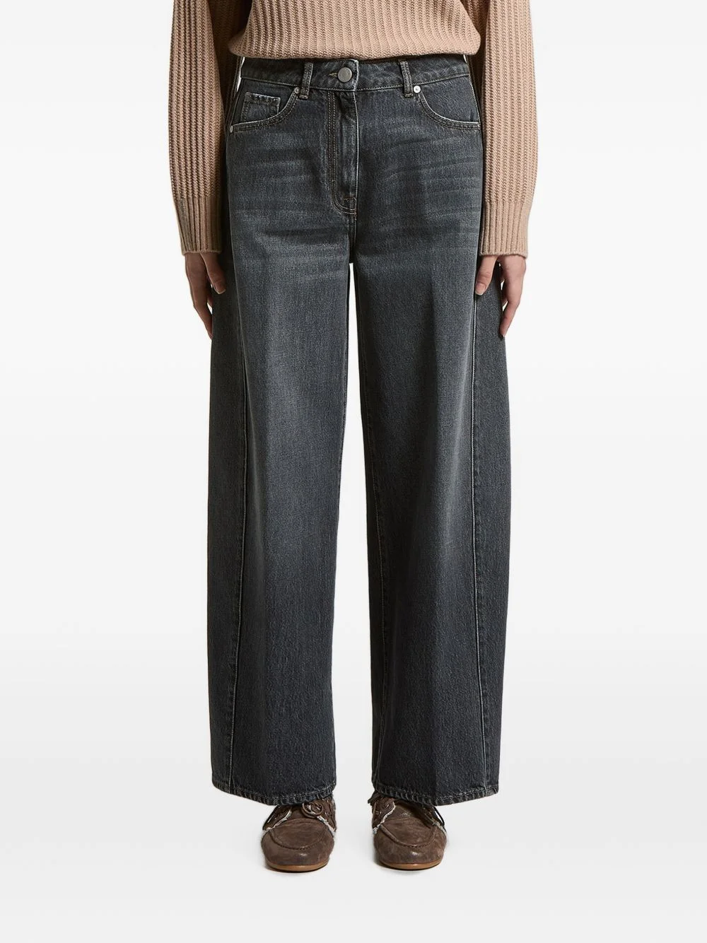 faded-effect wide-leg jeans - 1