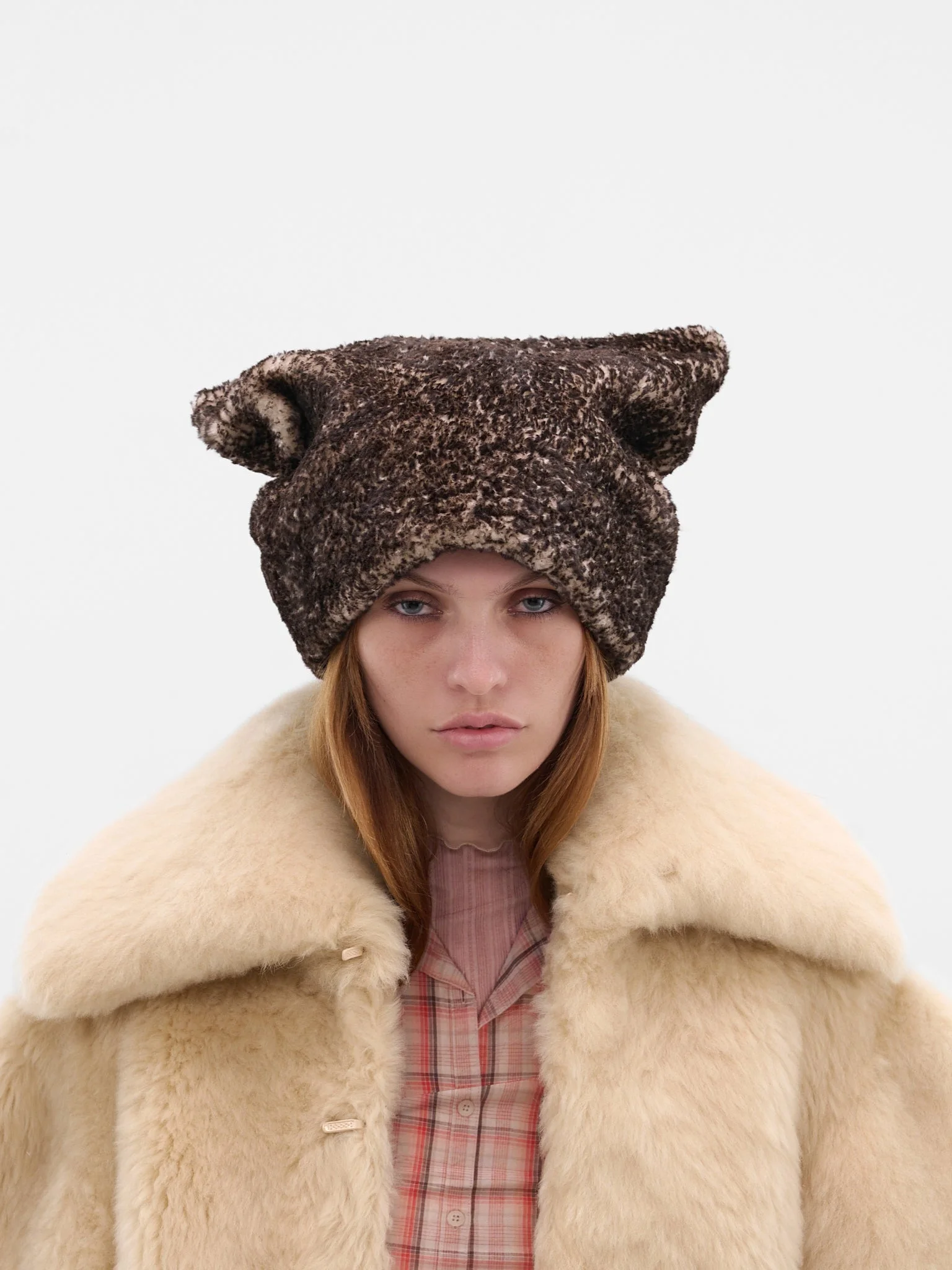 Gray Oversized Lamb Shearling Hat - 1