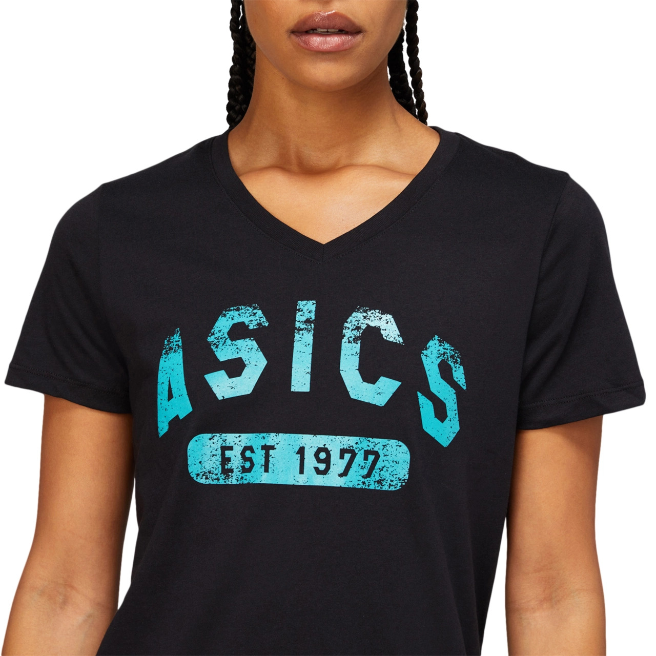 WOMEN'S SHORT SLEEVE EST 1977 V-NECK TEE - 4