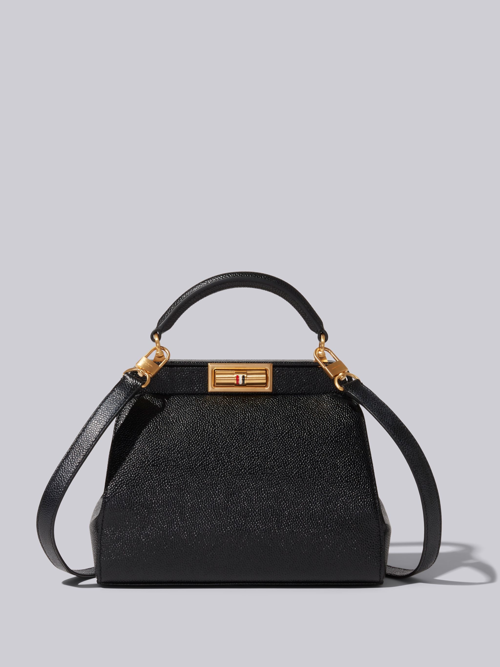 Black Pebble Grain Leather Small Doctor Bag - 1