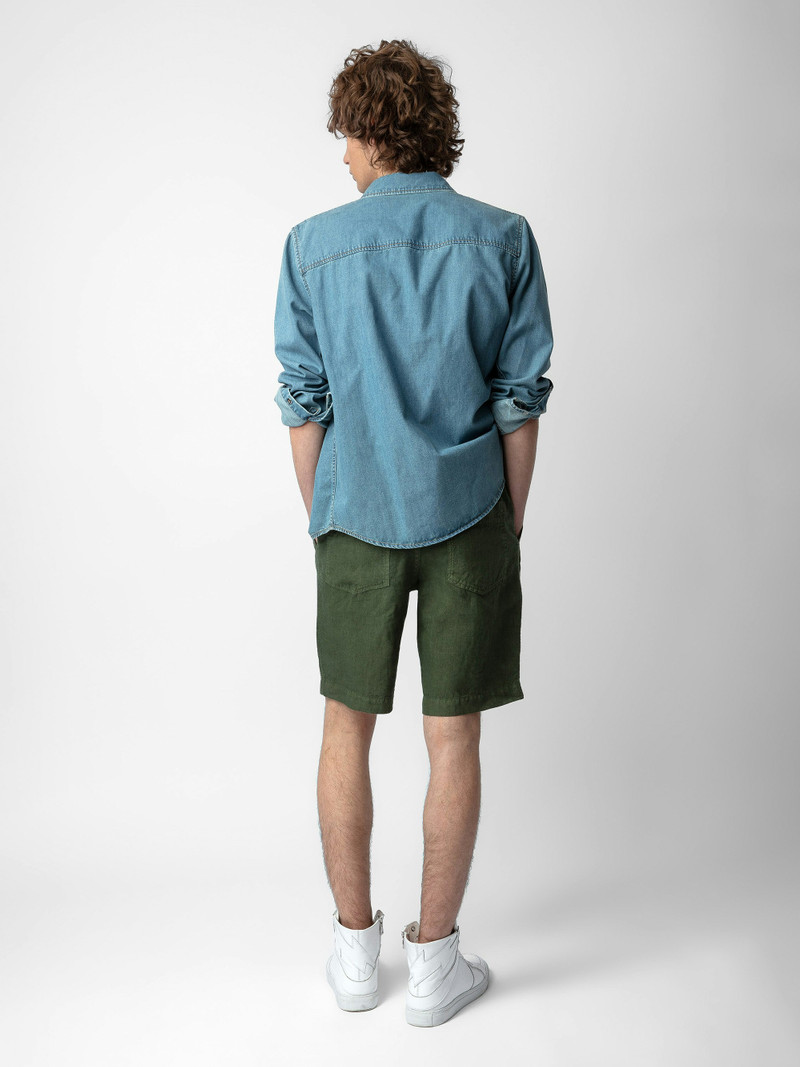 Pixel Linen Bermuda Shorts 3