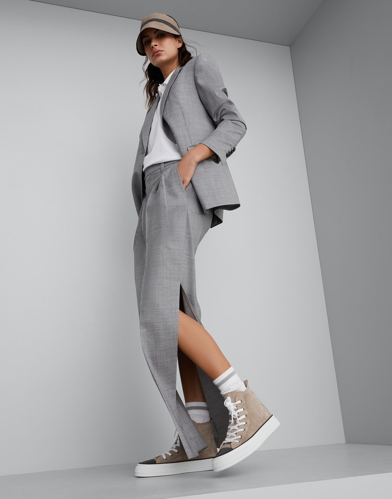 Suede high top sneakers with precious toe 4
