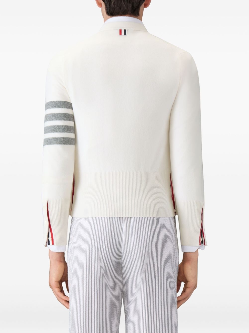 four-bar V-neck cardigan - 4