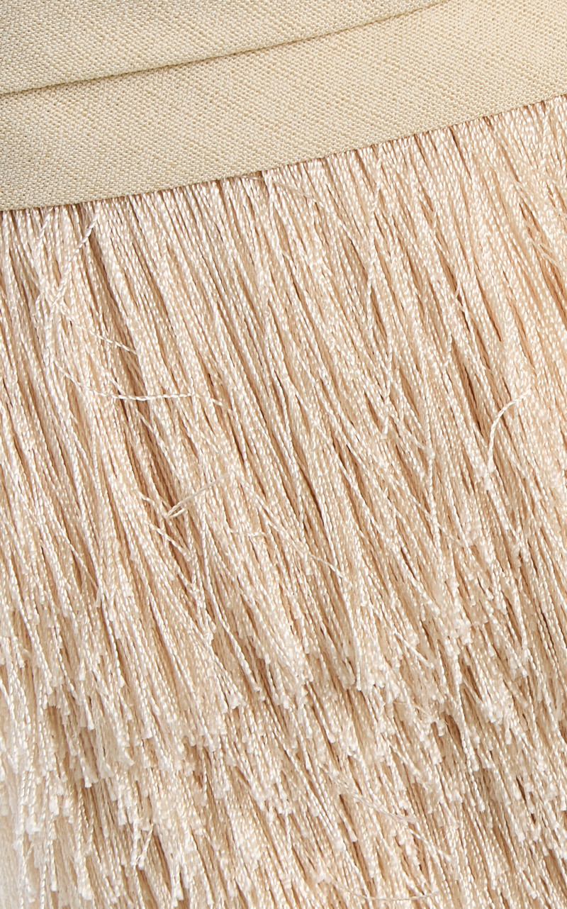 Marinaia Fringe Detail Midi Dress ivory 4