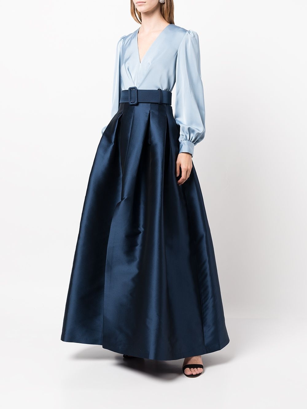 Zoe belted satin gown - 3