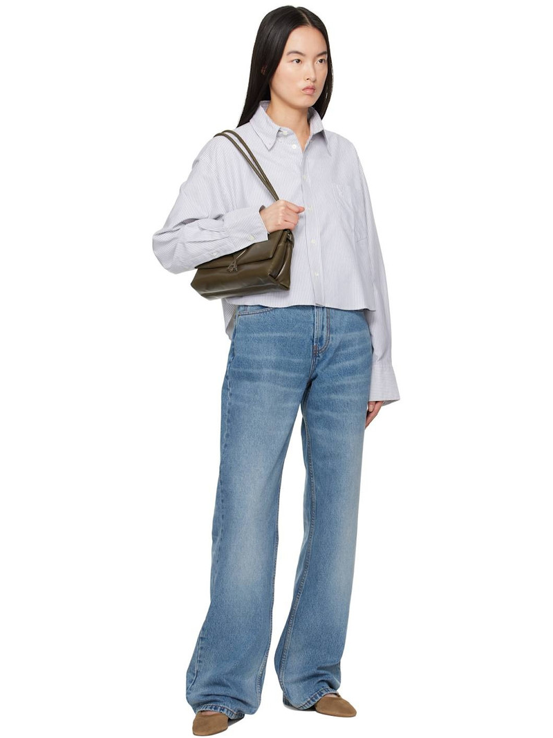 AMI Paris Blue & Off-White Cotton Cropped Oversized Shirt outlook