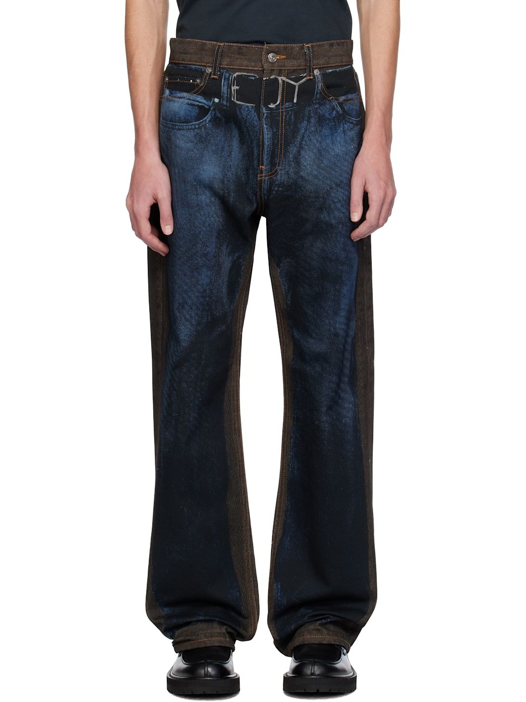 Brown & Blue 'YP' Trompe L'oeil Jeans - 1