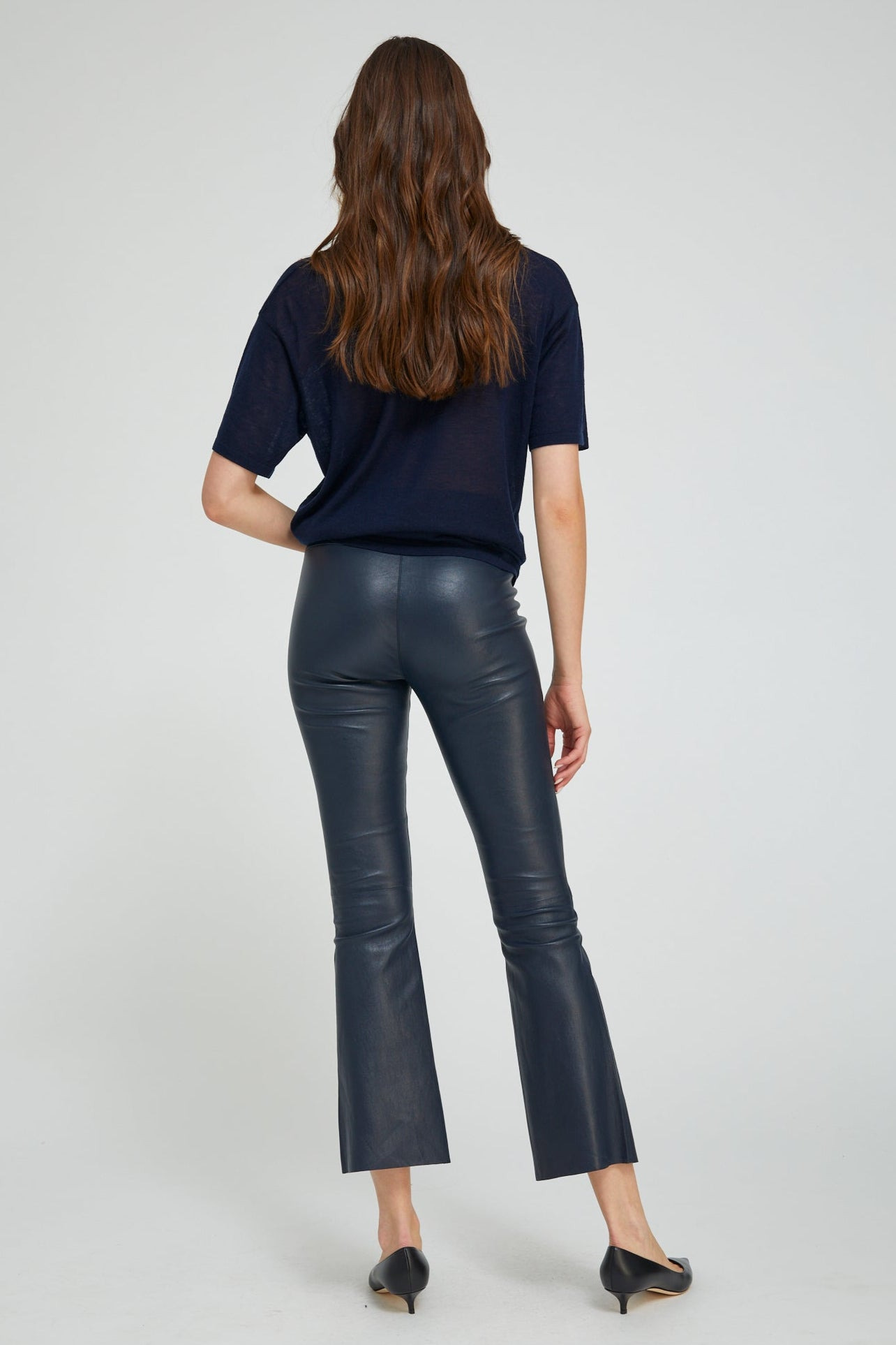 MIDNIGHT LEATHER ANKLE FLARE - 4