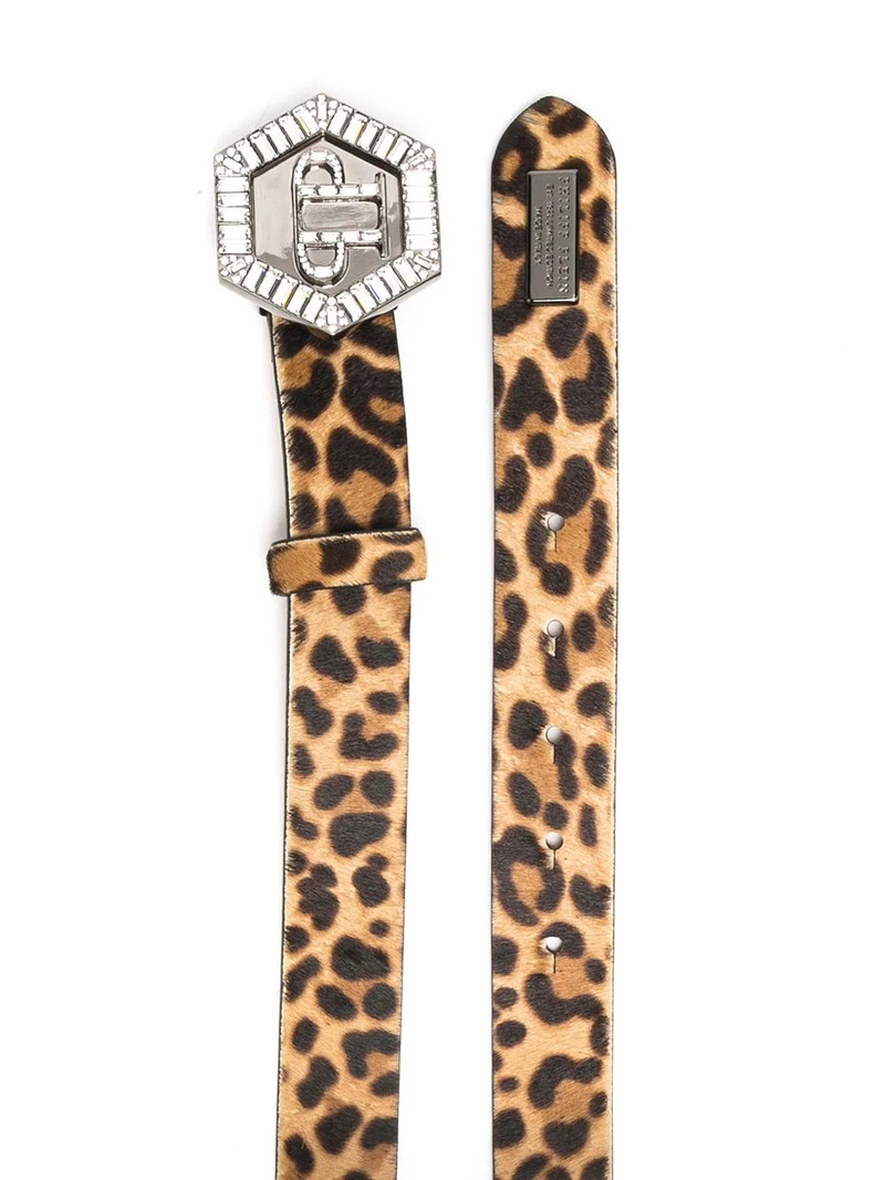 PHILIPP PLEIN Hexagon leopard-print belt outlook