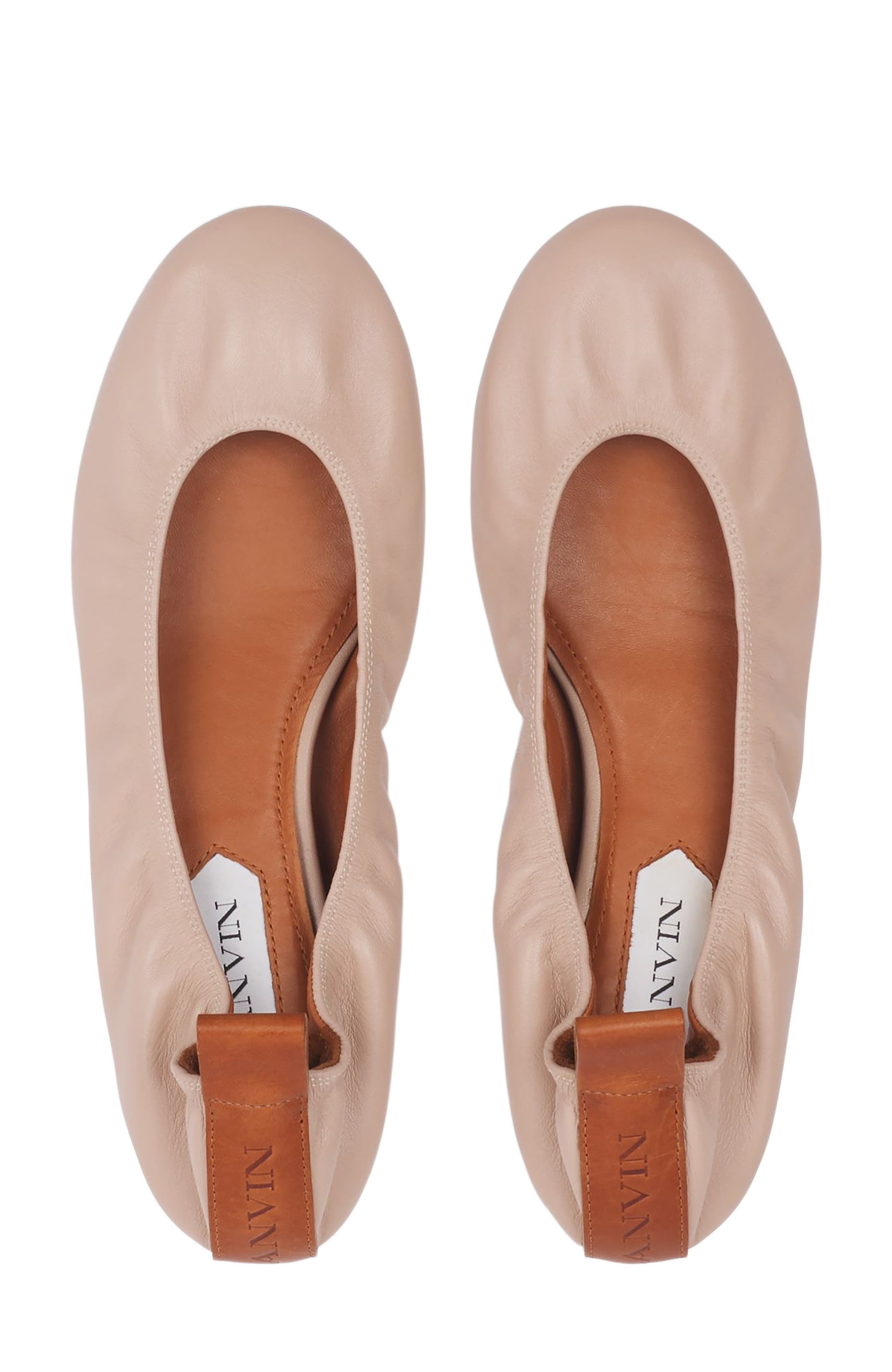 Lanvin The Leather Ballerina Flat in Dark Beige at Nordstrom - 4