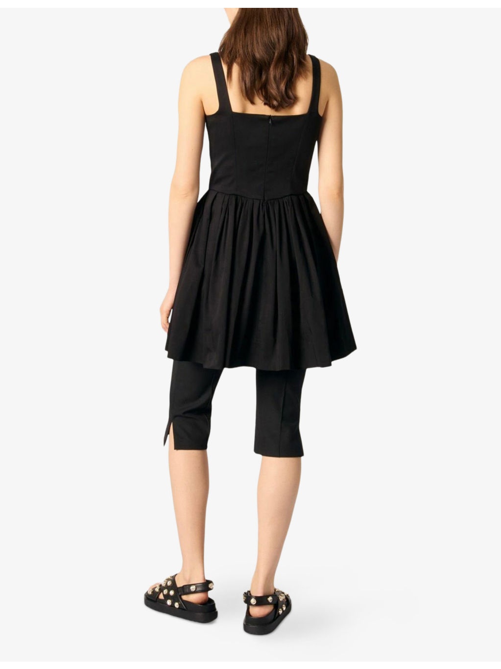 Square-Neck Flared-Skirt Sleeveless Stretch-Cotton Mini Dress - 4