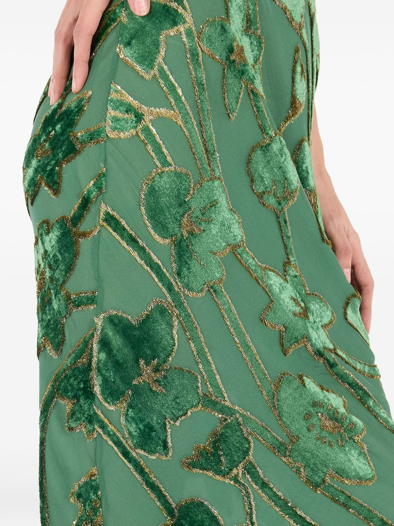 floral-velvet lace-trimmed long straight skirt 5