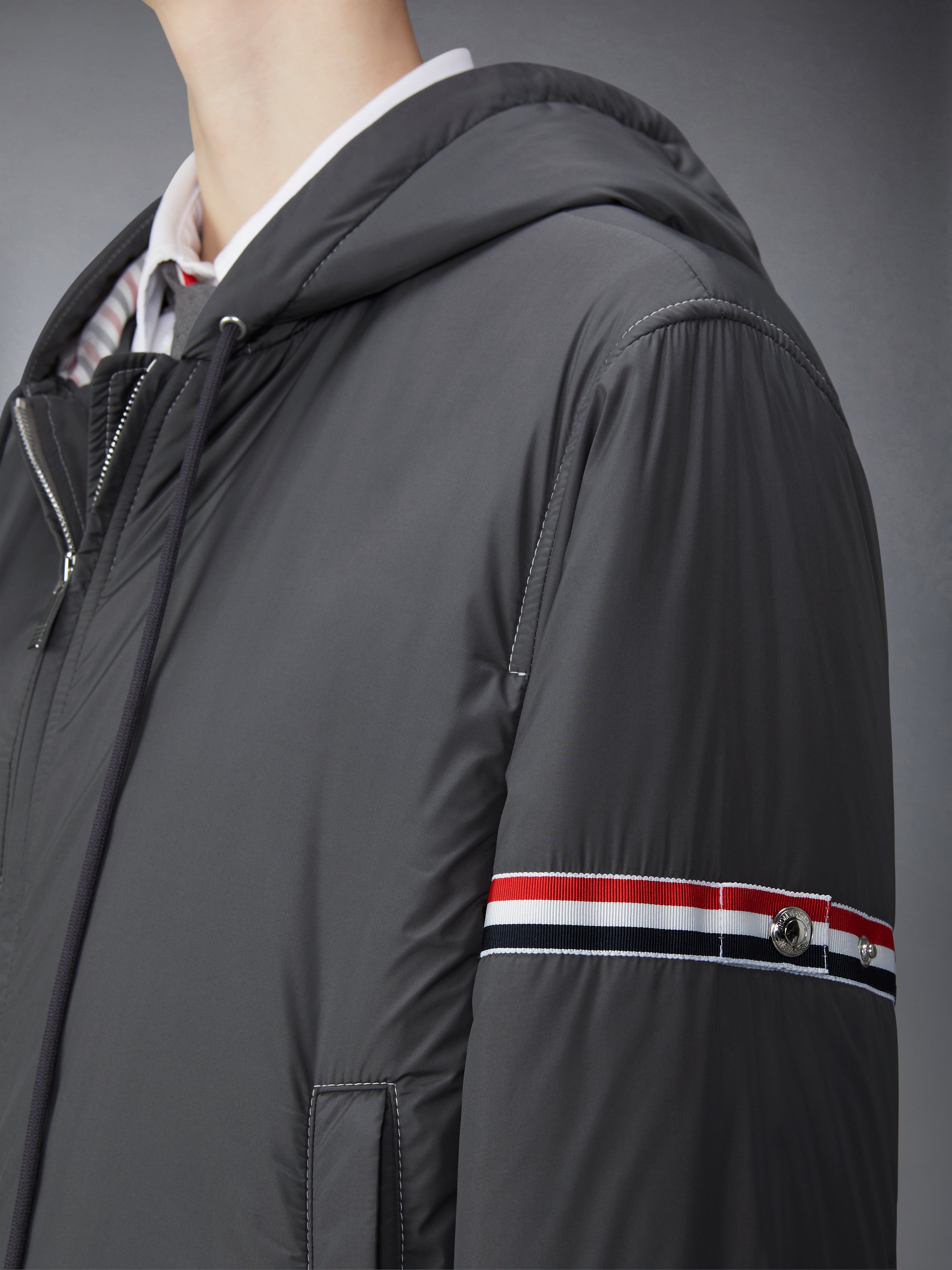 ULTRA LIGHT NYLON TECH DOWN FILL ARMBAND HOOD SHIRT HEM JACKET - 6