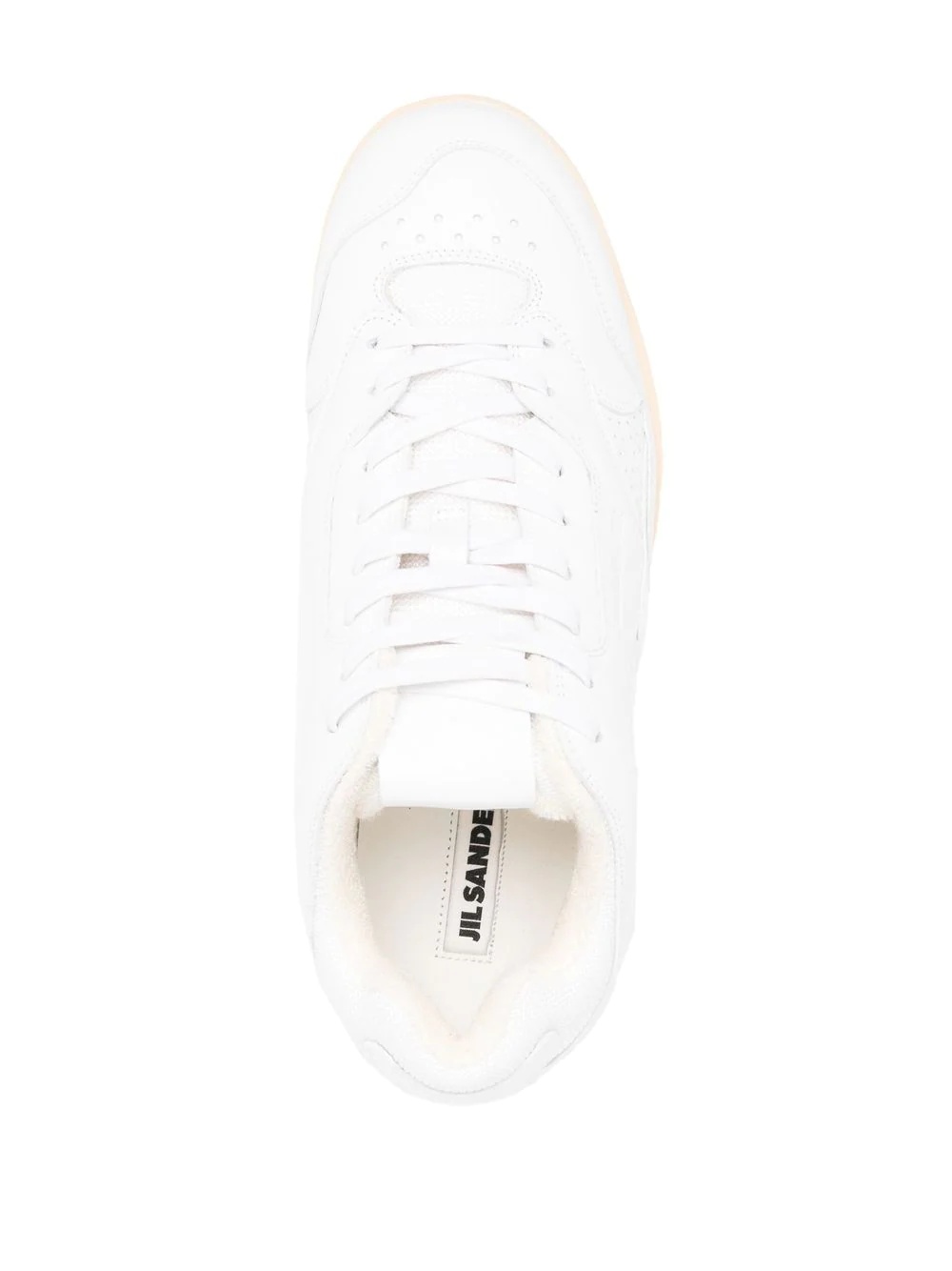 panelled low-top leather sneakers - 4