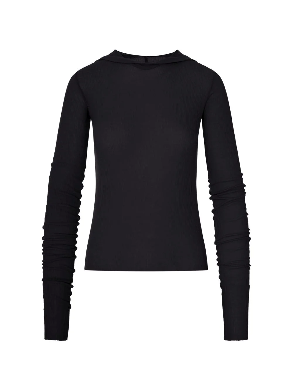 ribbed-knit hoodie - 1
