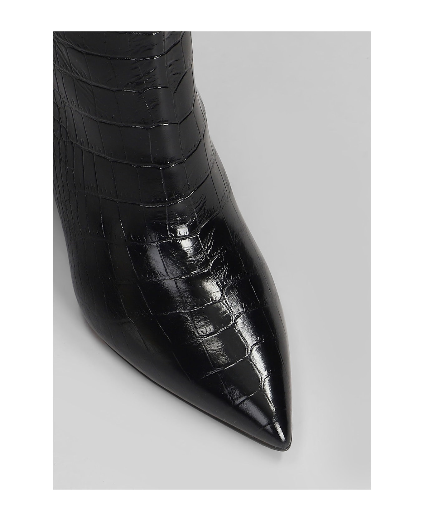 Anja Boot 70 High Heels Boots In Black Leather - 5