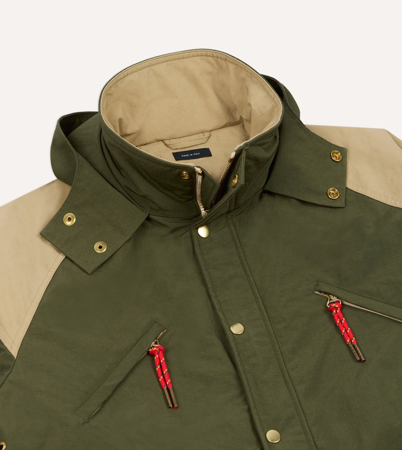 Olive and Ecru Nylon Windbreaker 3