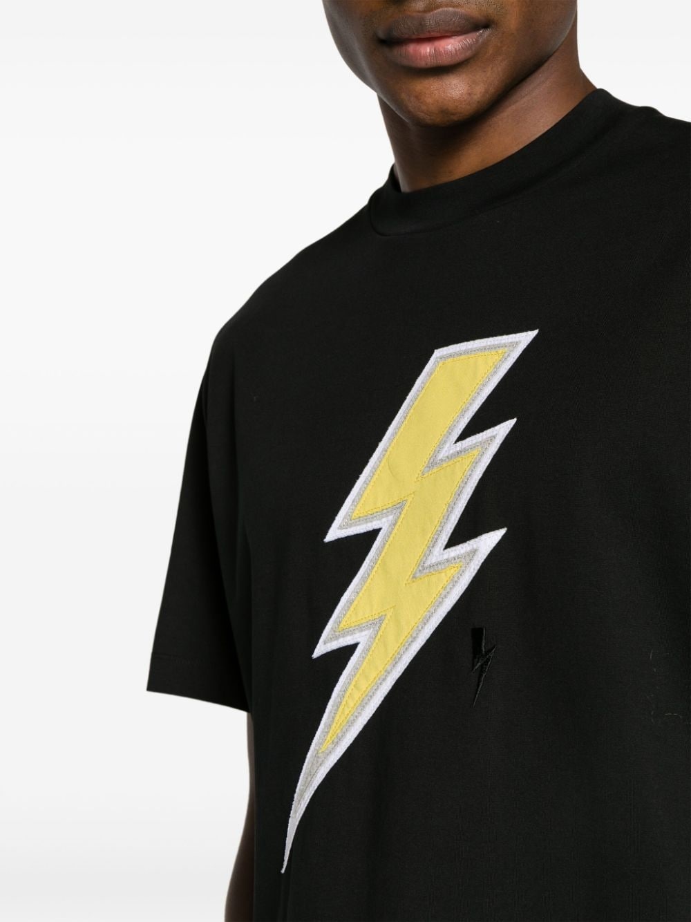 Thunderbolt-patch cotton T-shirt - 5