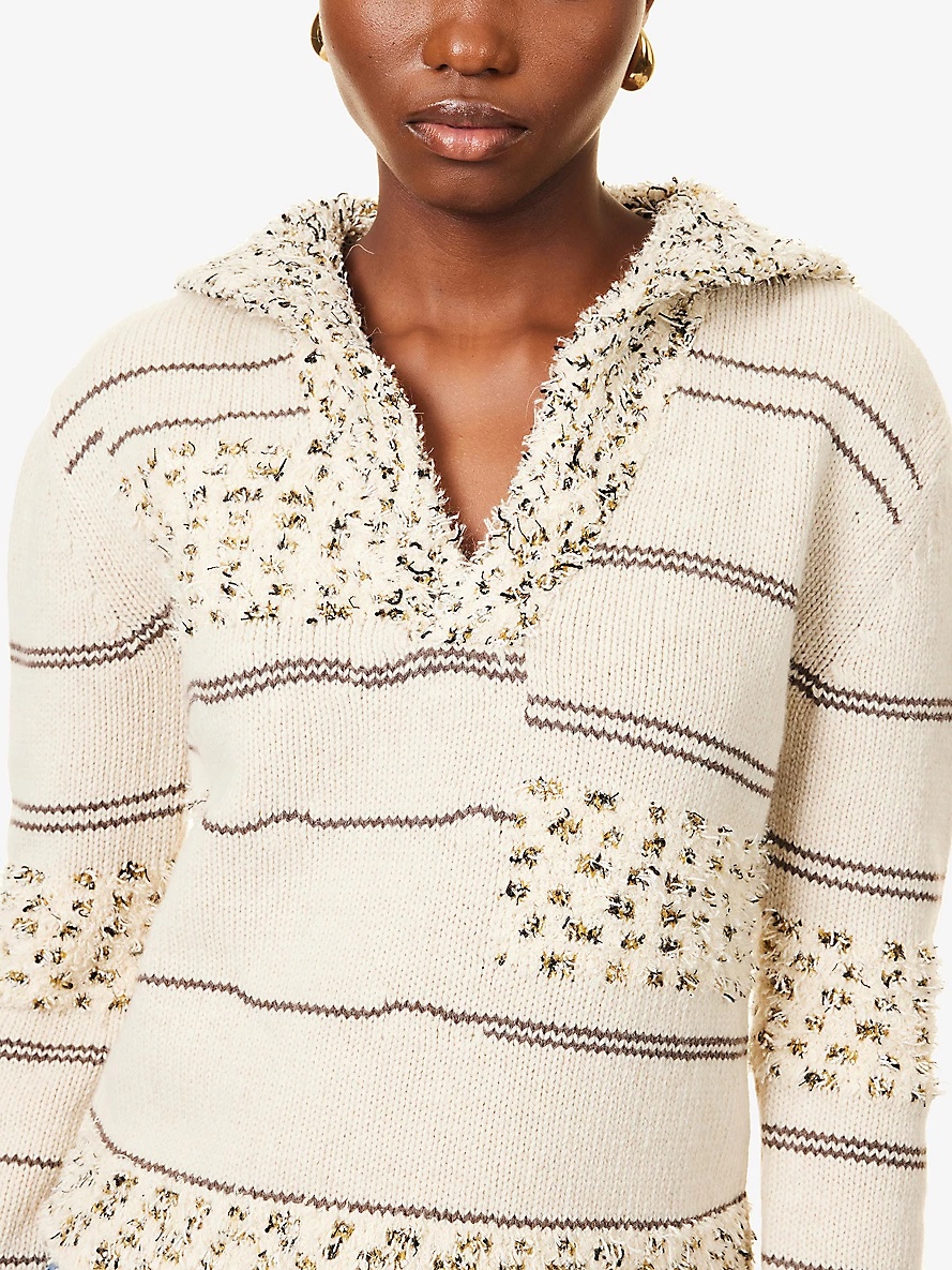 Striped-panel regular-fit wool-blend top - 5