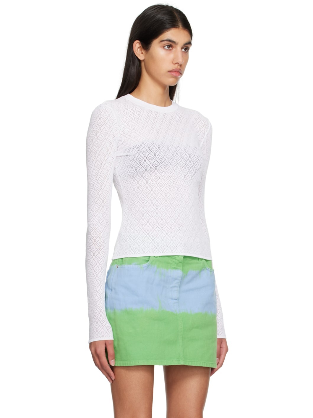 White Crewneck Long Sleeve T-Shirt - 2