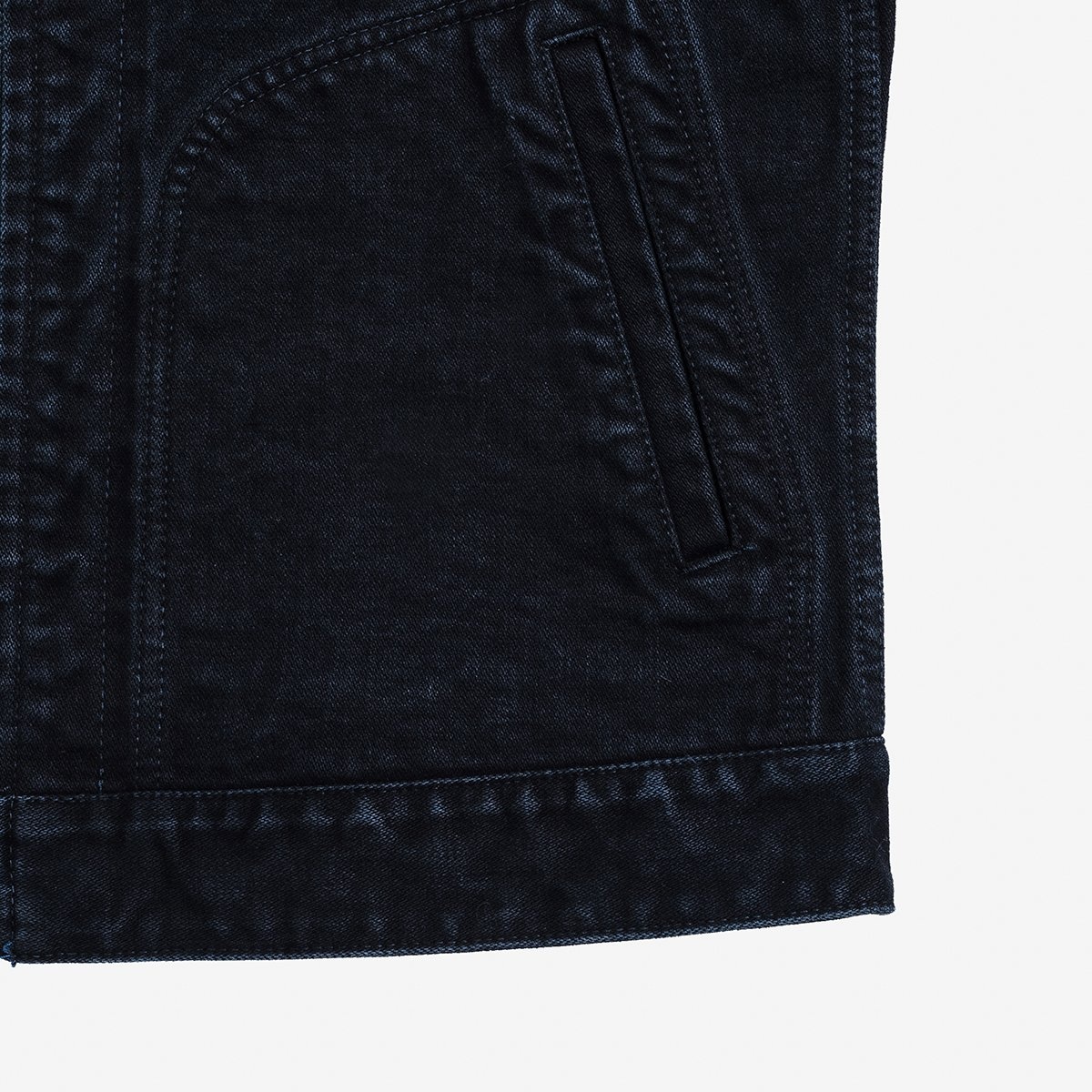IHJ-123-OD 14oz Broken Twill Selvedge Denim Work Jacket - Indigo Overdyed Black - 12