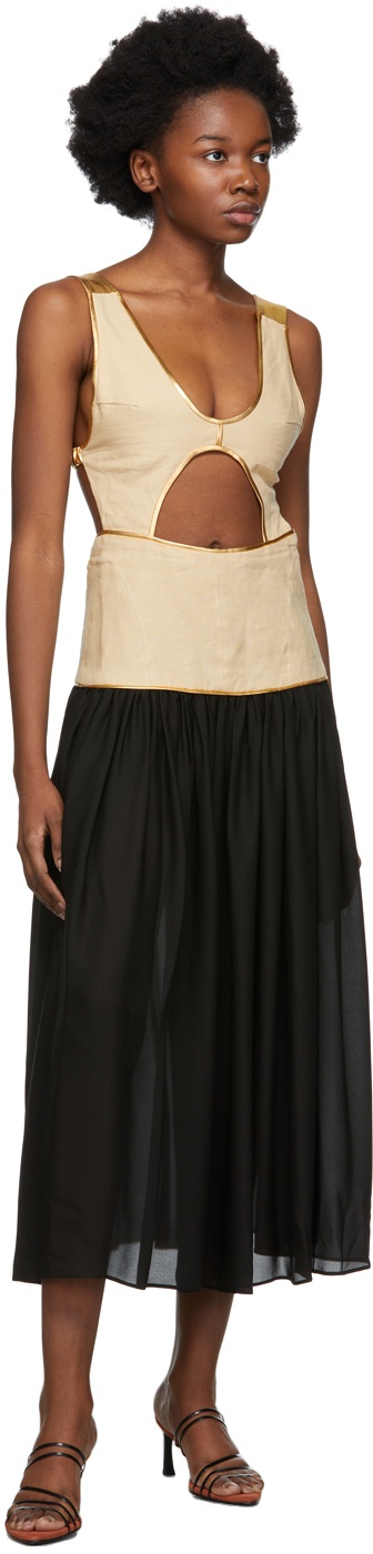 Beige & Black Corpetto Dress - 4