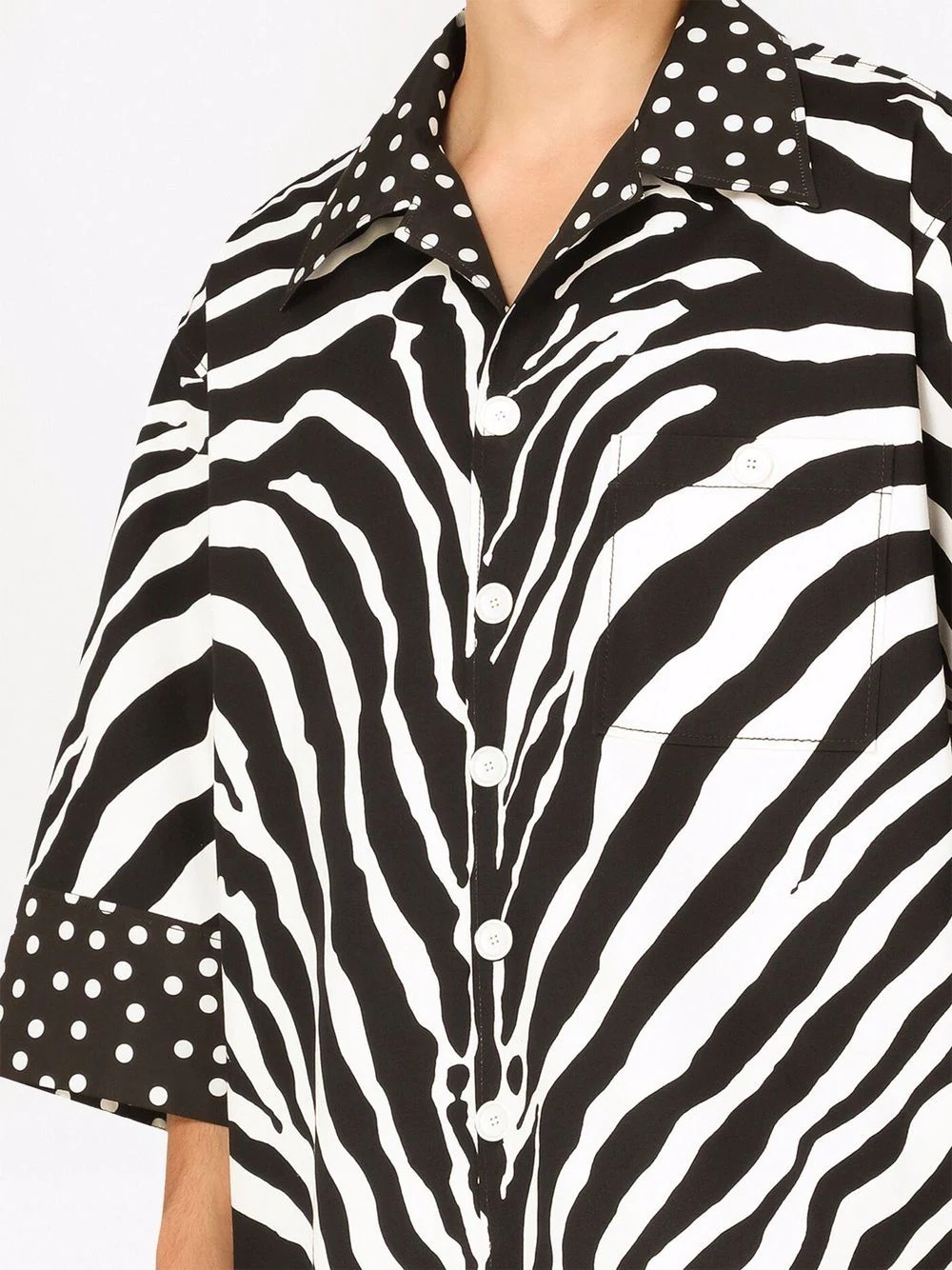 zebra print three-quarter sleeves shirt - 5