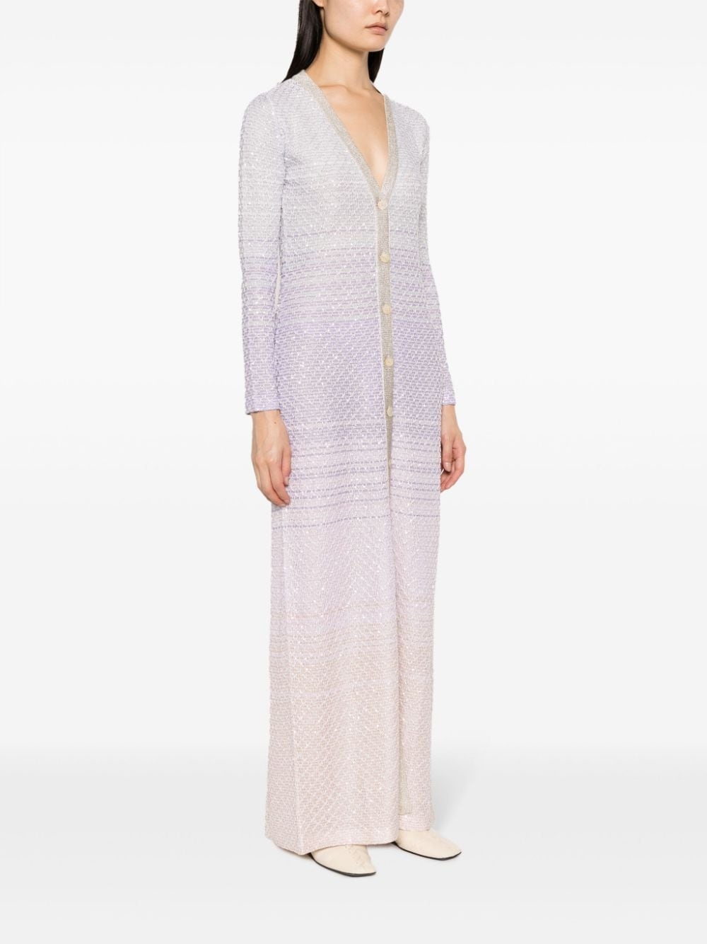 sequin-embellished mesh maxi cardigan - 3