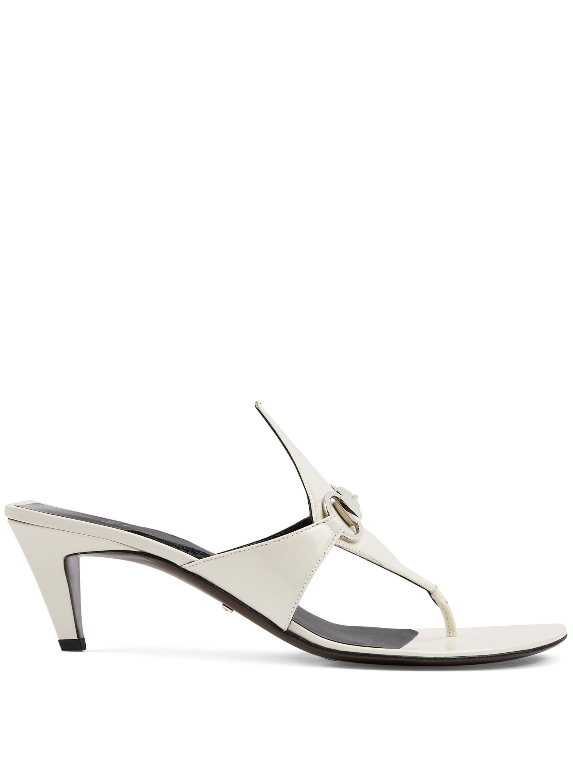 White 55 Horsebit Leather Sandals - 1