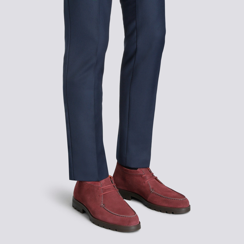 Santoni Men's red suede desert boot outlook