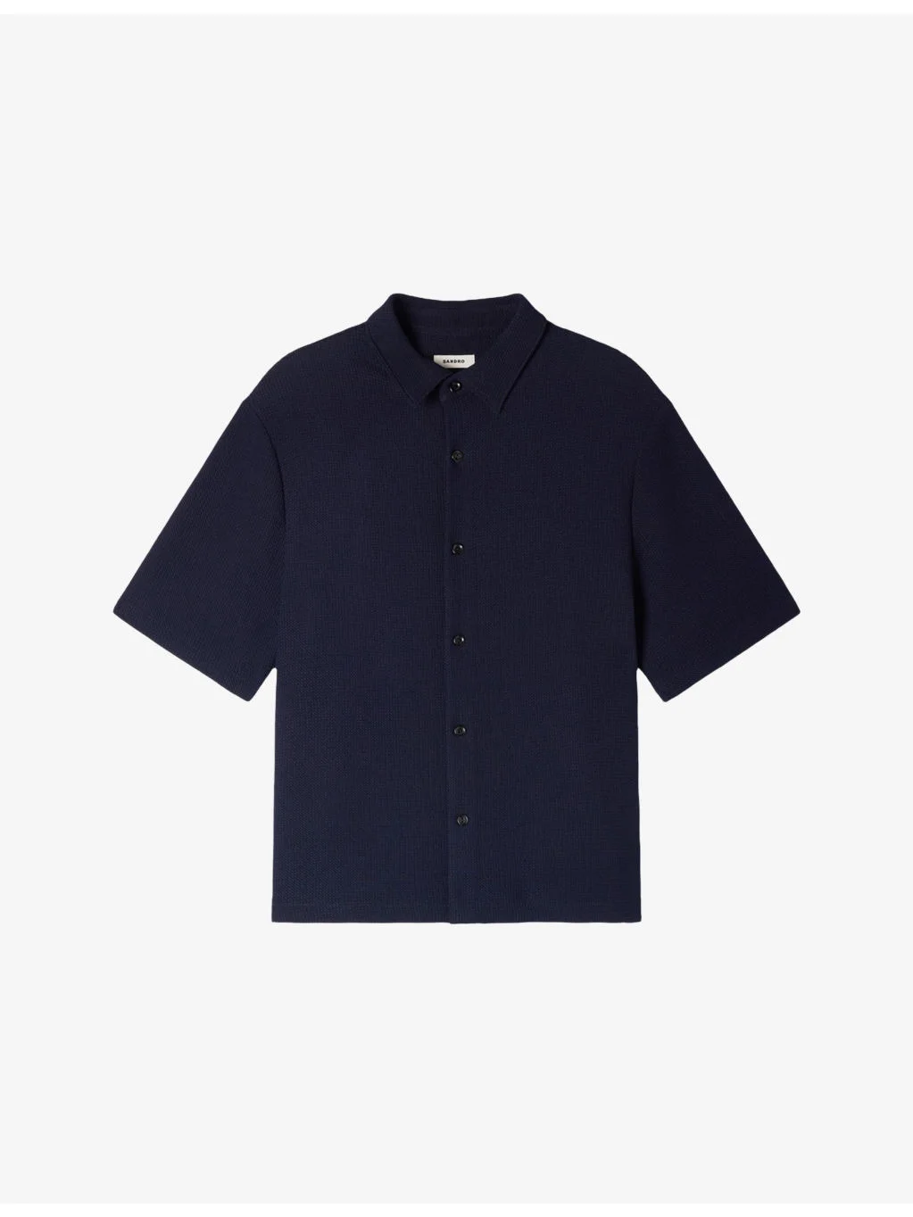 Textured Shark-Collar Stretch-Woven Shirt - 1