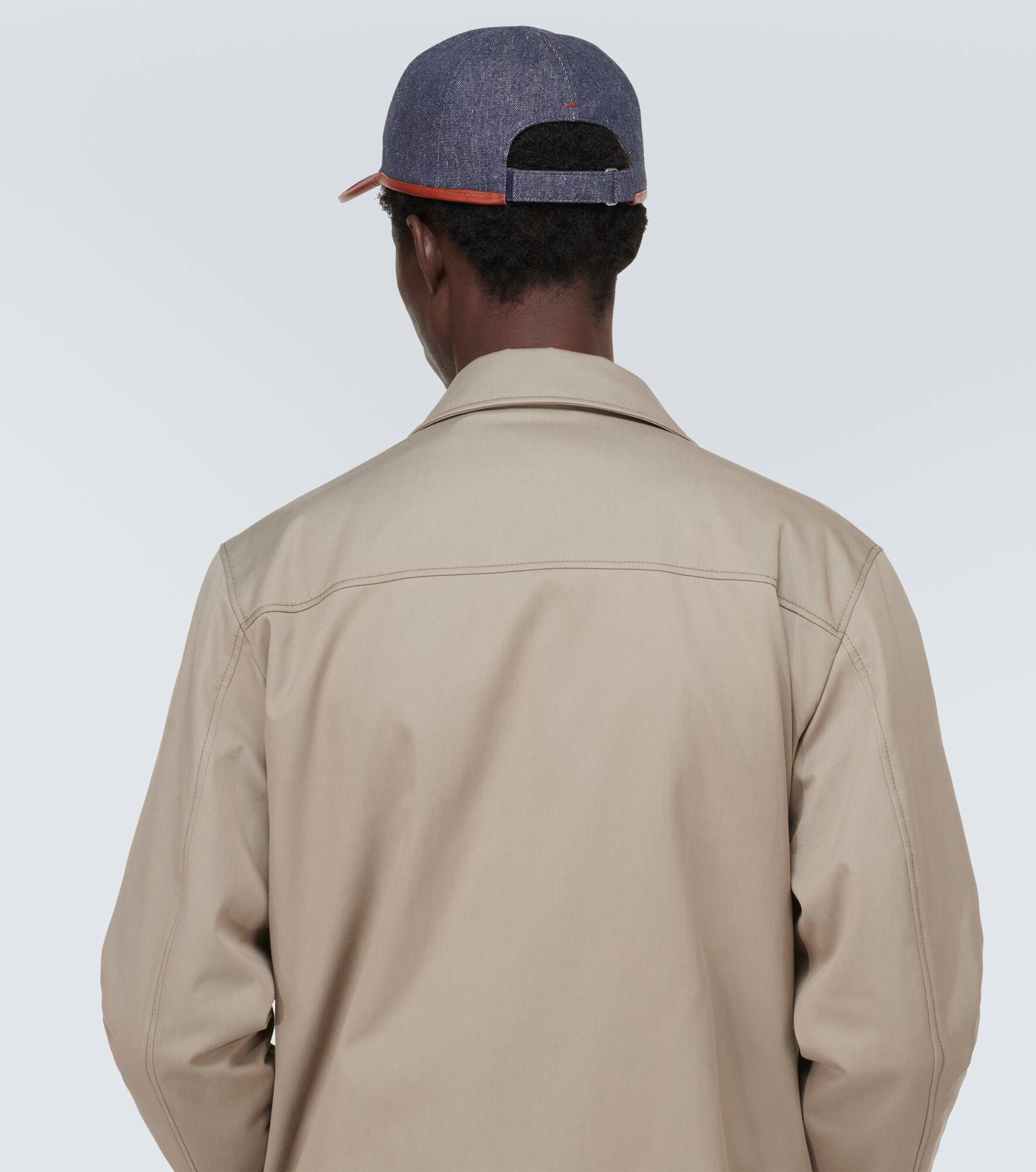 My leather-trimmed denim baseball cap - 3