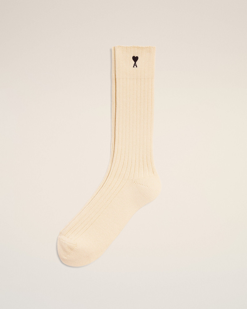 BEIGE COTTON SOCKS WITH AMI DE COEUR 1
