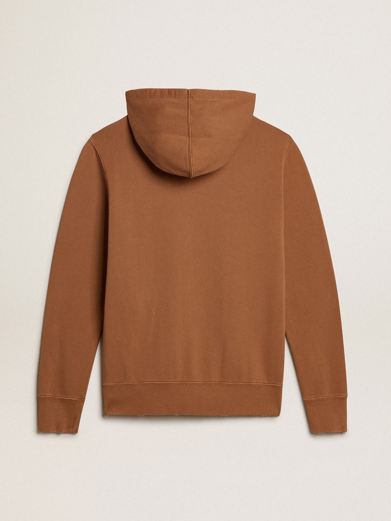 Malt-colored cotton sweatshirt with hood 6