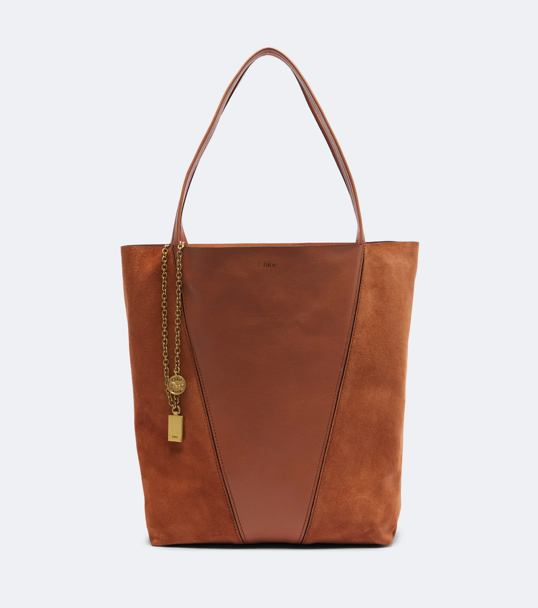 Chloé Spin Medium leather and suede tote bag - 1