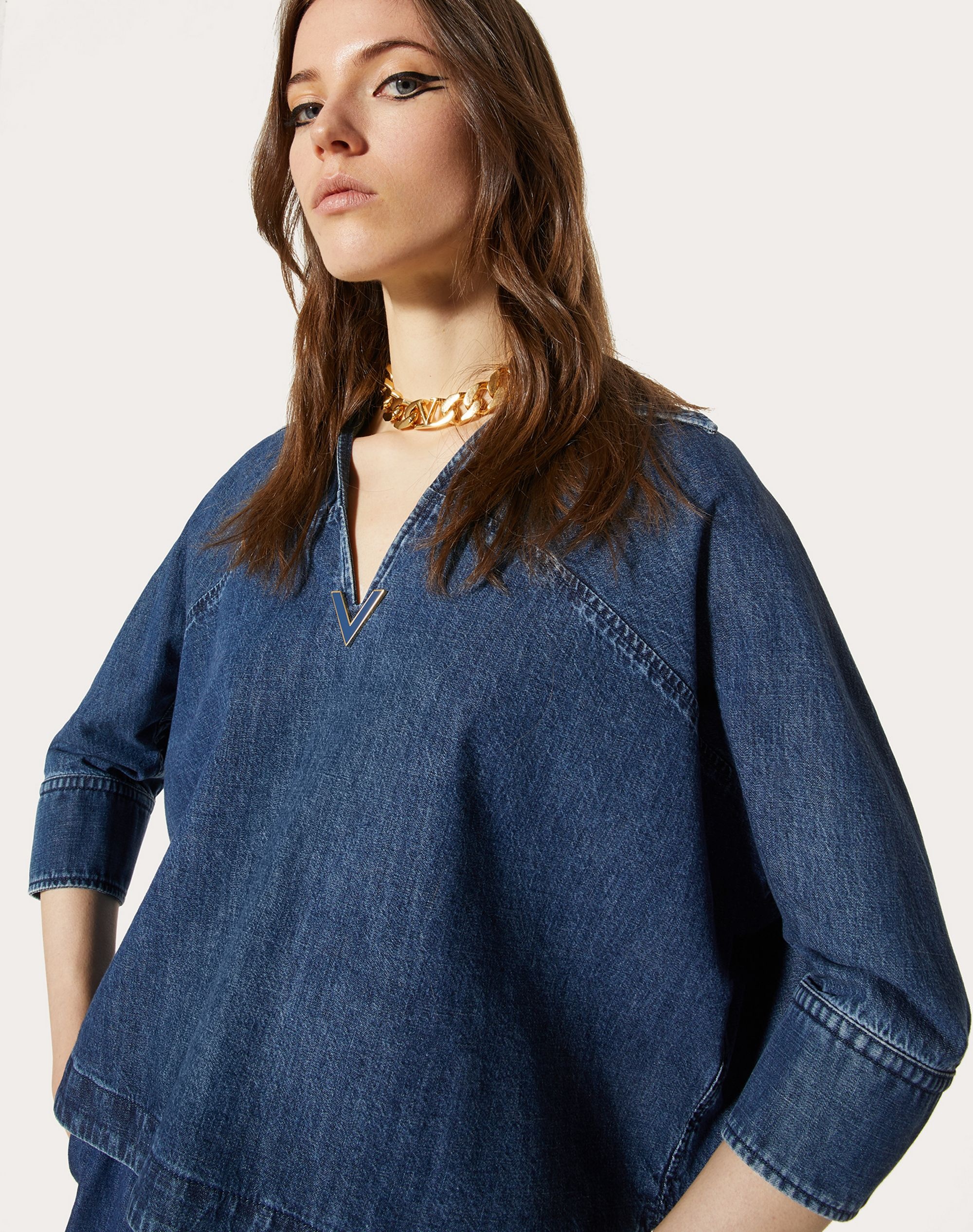 CHAMBRAY DENIM KAFTAN TOP - 5