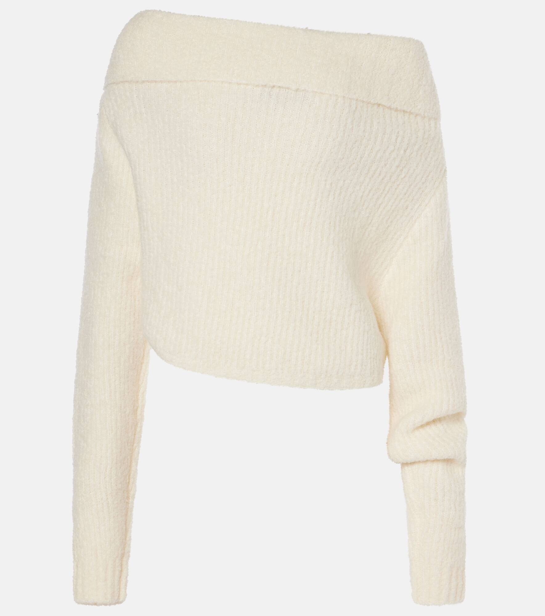 Off-shoulder bouclé sweater - 1