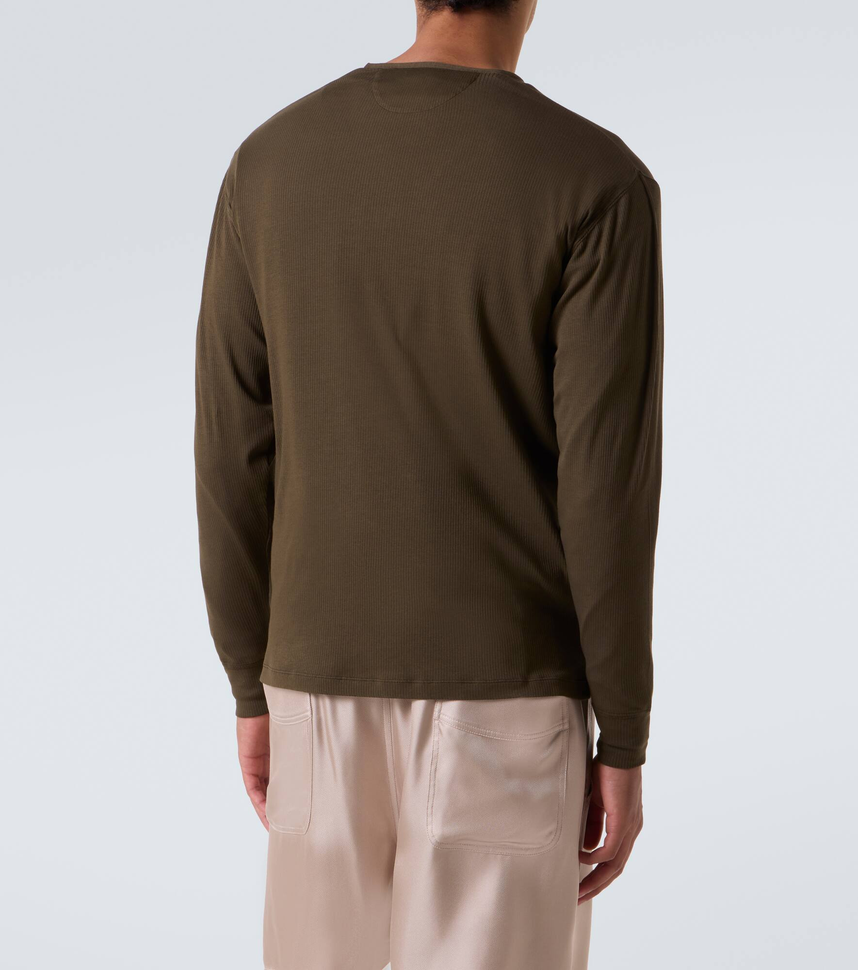 Ribbed-knit cotton-blend Henley shirt - 4
