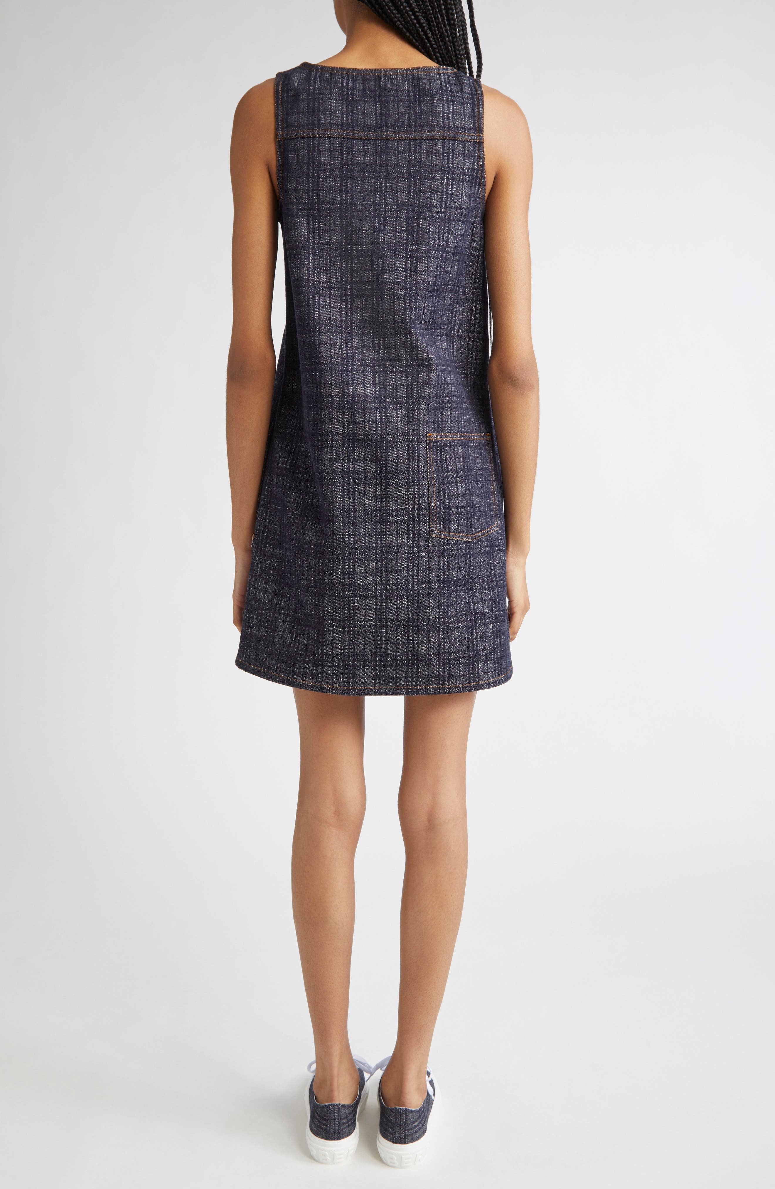 burberry Check Sleeveless Cotton Shift Dress in Indigo Ip Check at Nordstrom - 2